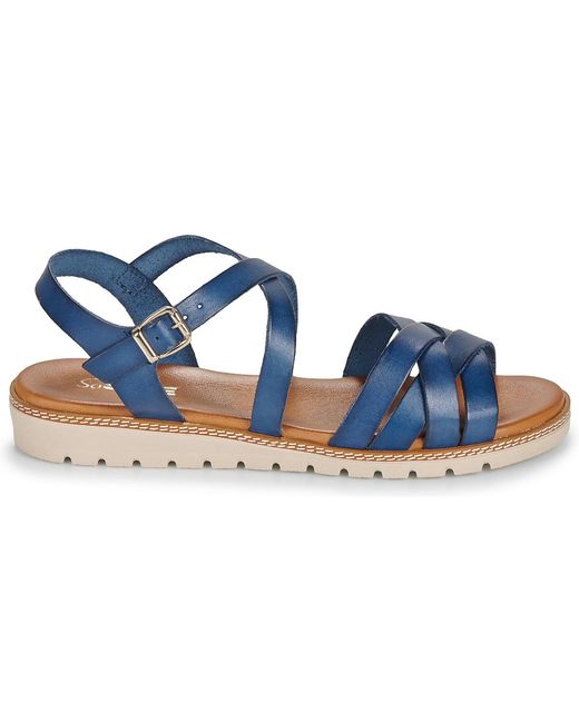 So Size Blue Flat Sandals Margot
