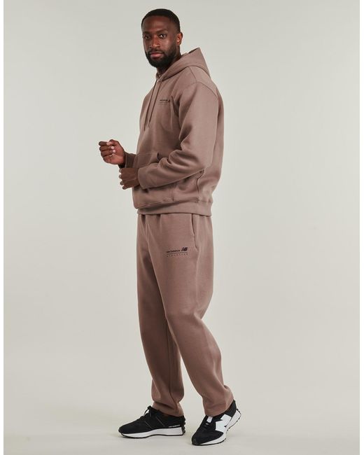 New Balance Brown Hoodies Linear Graphic Fleece Hoodie for men