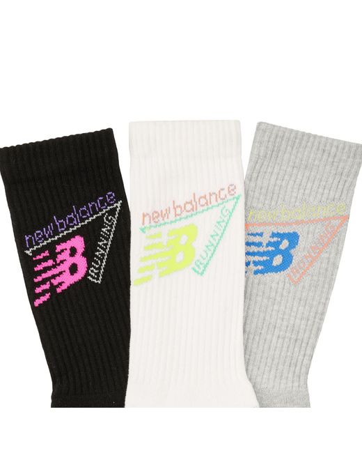 New Balance Black Sports Socks Active Graphic Crew Socks 3 Pack