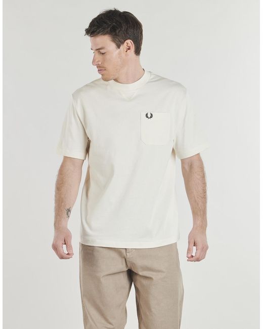 Fred Perry White T Shirt Pocket Detail T-shirt for men