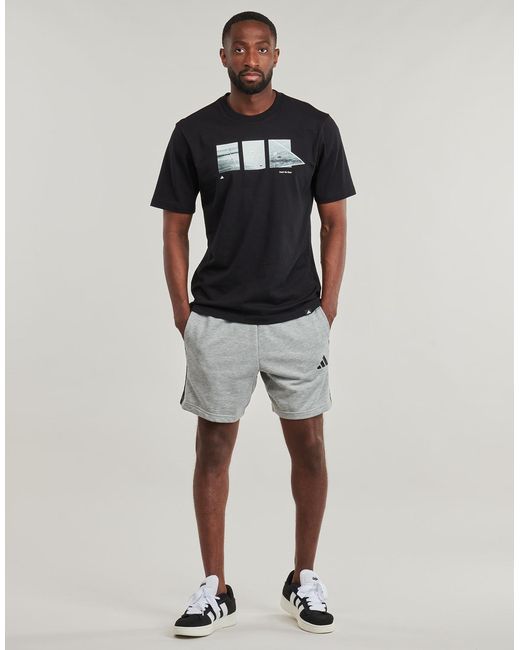 Adidas Gray Shorts Essential 3-stripes French Terry Shorts for men