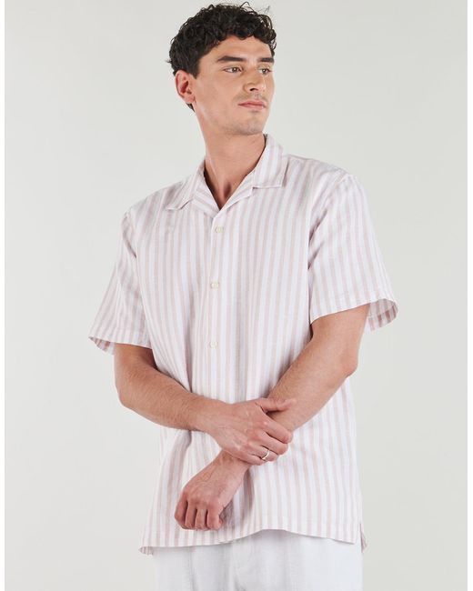 SELECTED White Short Sleeved Shirt Slhregclay Linen Blend Ss Shir for men