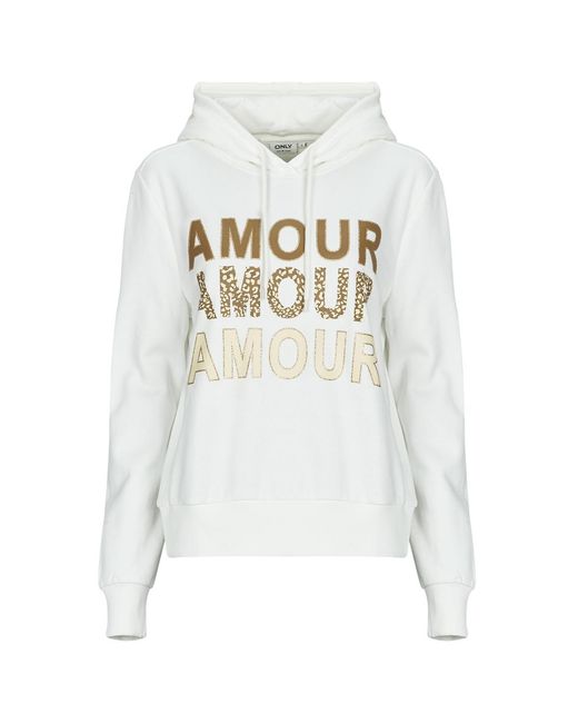 ONLY White Hoodies Onlmaia L/s Believe Hood