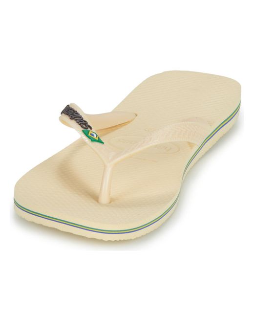 Havaianas White Flip Flops / Sandals (shoes) Brasil Logo