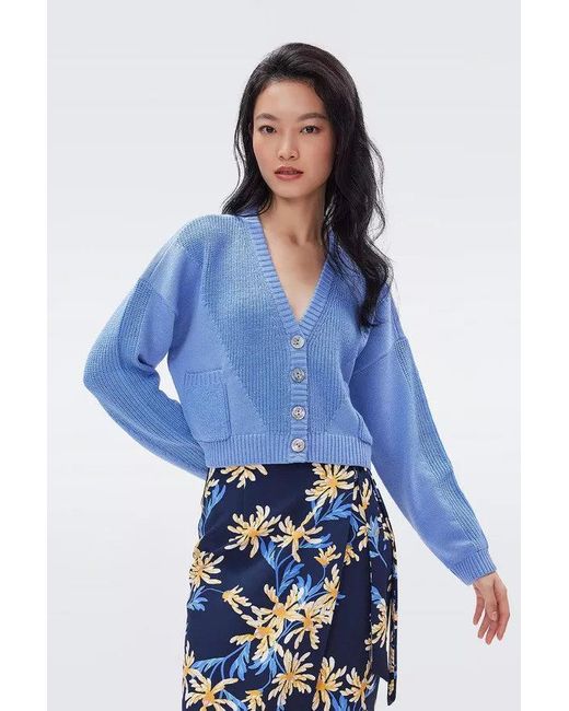 Diane von Furstenberg Paulette Cardigan In Sky Blue | Lyst