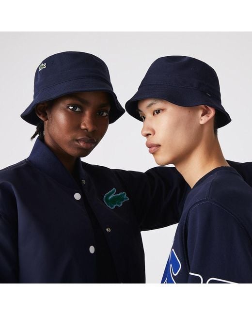 glide solidaritet Vanvid Lacoste Unisex Organic Cotton Bucket Hat Abysm in Blue | Lyst UK