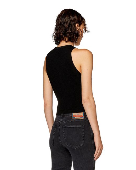DIESEL Monervatop Cutout Knit Top With Logo Plaque Deep Black Lyst