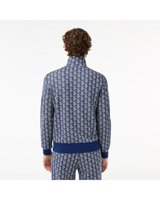 Lacoste Paris Jacquard Monogram Zipped Sweatshirt Navy Blue / White for Men  | Lyst