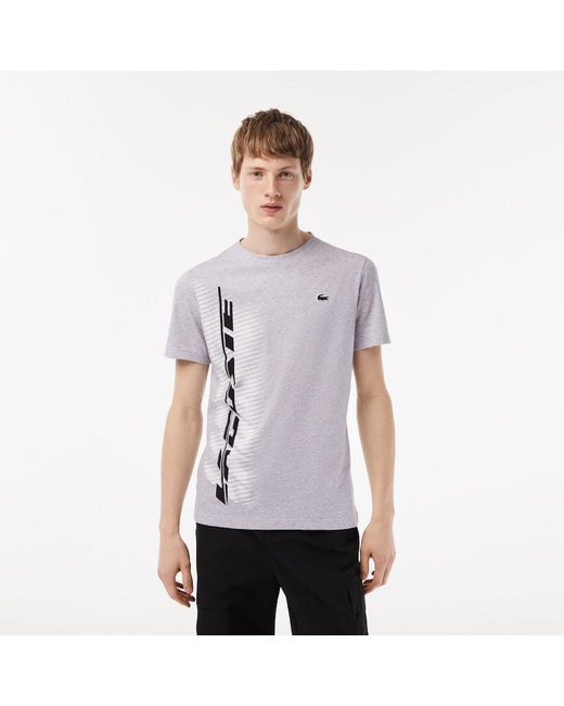 Lacoste Men's Sport Regular Fit T-shirt With Contrast Branding Grey Chine  in White for Men | Lyst