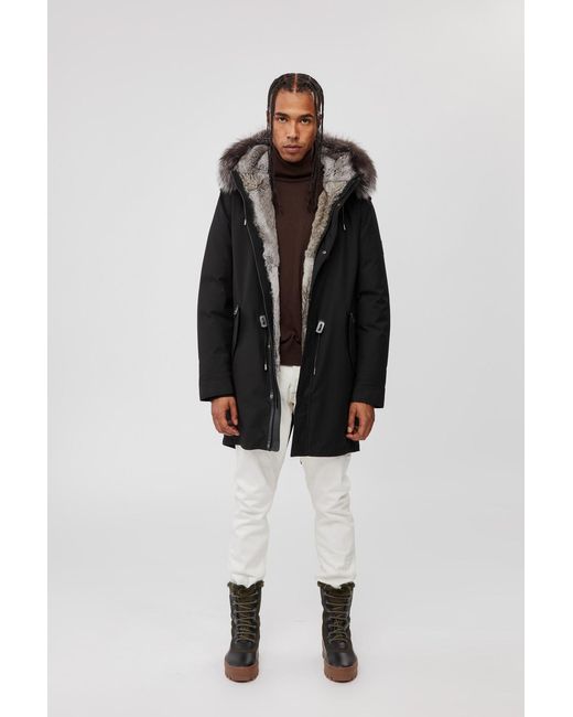 Mackage Moritz Rabbit Fur-lined Twill Parka With Removable Silver Fox Fur  Trim Black for Men | Lyst