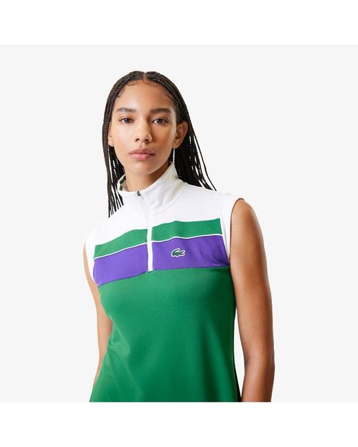 Lacoste Women's Recycled Fiber Tennis Dress With Built-in Shorts  Rocket/white in Green | Lyst