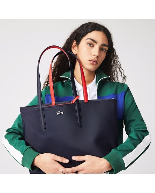Lacoste Women's Anna Reversible Two-tone Tote Bag Blue / Red | Lyst