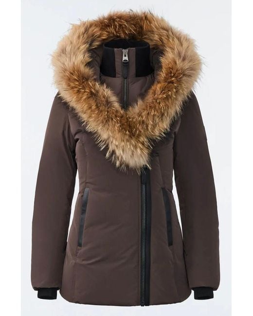 Mackage Adali Down Coat With Natural Fur Signature Colla Coffee in ...
