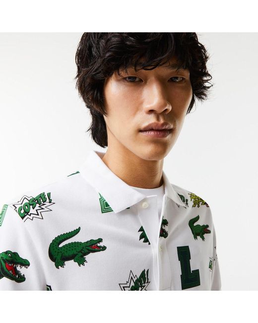 Lacoste Men's Regular Fit Crocodile Print Polo Blanc/multico in Green for  Men | Lyst