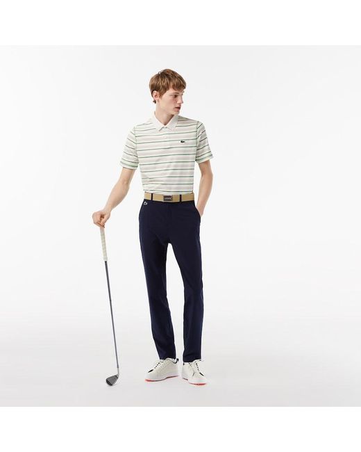 Lacoste Men's Golf Recycled Polyester Stripe Polo Flour in White for Men |  Lyst