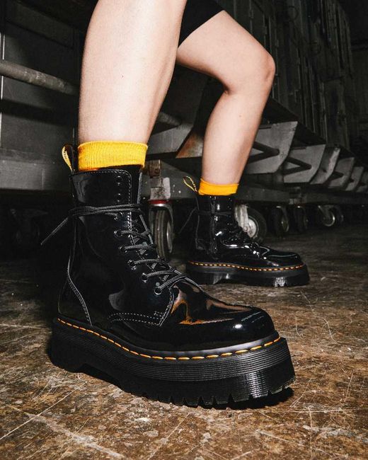 Dr. Martens Jadon Black Patent Leather Platform Boots | Lyst
