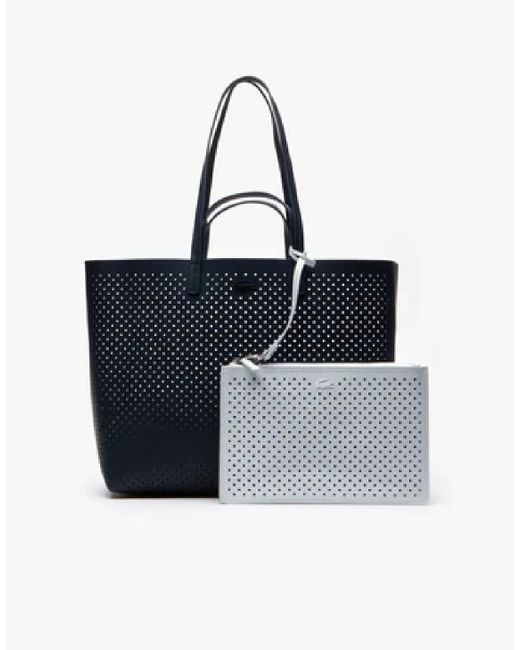 Lacoste Anna Reversible Leather Tote Bag Black Iris White in Blue Lyst