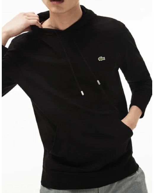 Lacoste Cotton Jersey Sweatshirt Black for | Lyst