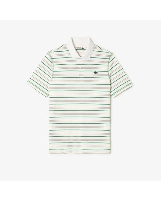 Lacoste Men\'s Golf Recycled Polyester Stripe Polo Flour in White for Men |  Lyst