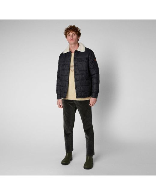 Save The Duck Bob Faux Fur Lined Puffer Jacket In Black for Men | Lyst