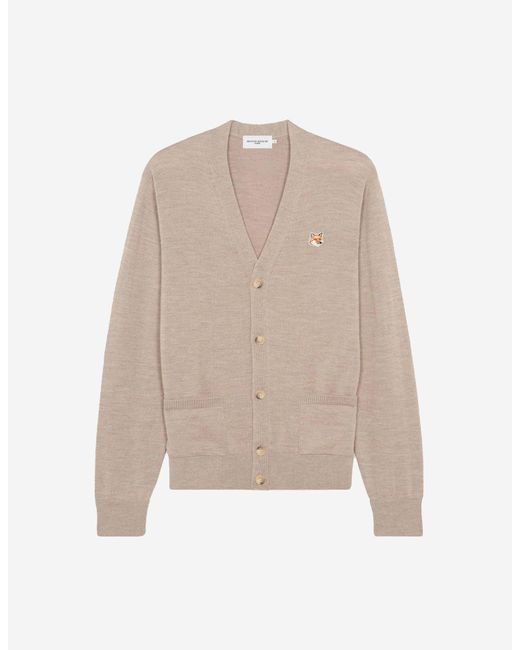 Maison Kitsuné Unisex Fox Head Patch Classic Cardigan Beige