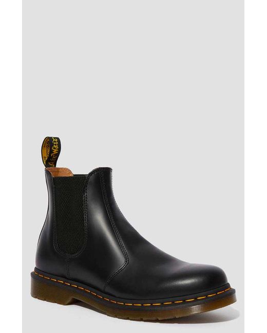 Dr. Martens 2976 Yellow Stitch Smooth Leather Chelsea Boots Black | Lyst