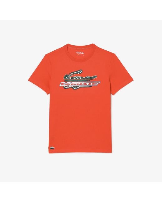 Lacoste Men s Sport Regular Fit Organic Cotton T shirt Orange in