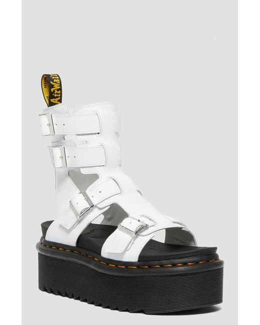 Dr. Martens Giavanna Leather Platform Gladiator Sandals White in Black