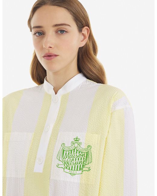 Maison Kitsuné Poolside Stripes Tunic Dress Lemon in Yellow | Lyst