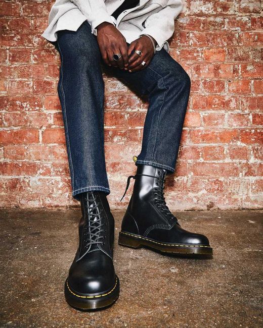 Dr. Martens 1490 Smooth Leather Mid Calf Boots Black | Lyst