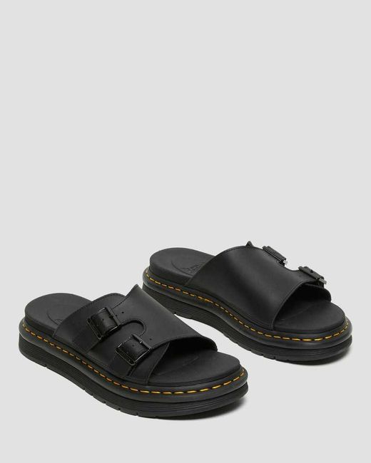 Dr. Martens Dax Men's Leather Slide Sandals Black for Men | Lyst