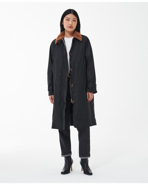 Barbour Malala Wax Jacket Black/ancient in Blue | Lyst