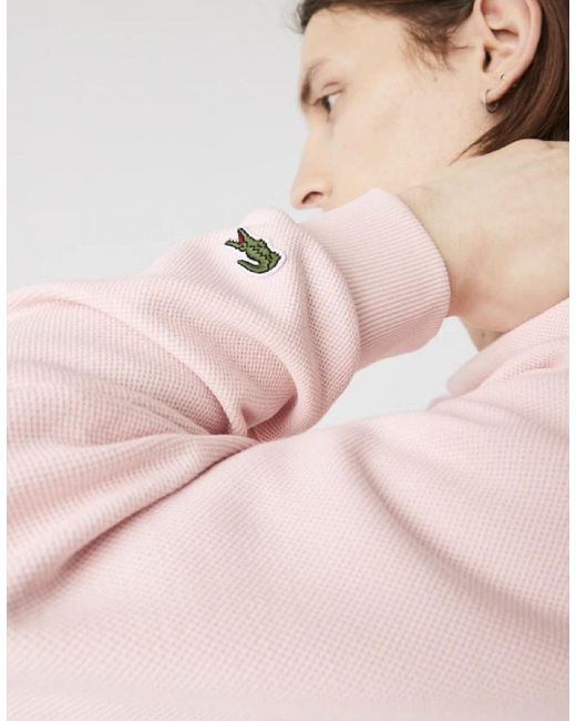 Lacoste Hooded Embroidered Logo Pique Fleece Sweatshirt Light Pink for Men  | Lyst