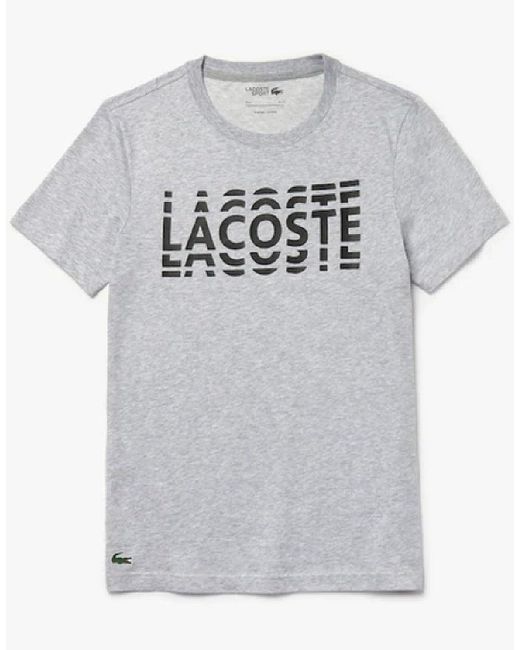 Cotton Lacoste | Printed for Silver Gray T-shirt Lyst Chine/black Blend Men Men\'s Sport in