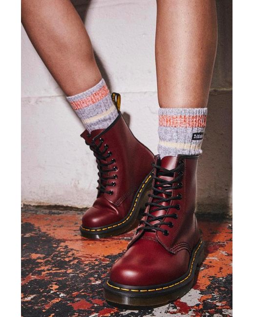 Dr. Martens 1460 Smooth Leather Lace Up Boots Cherry Red | Lyst