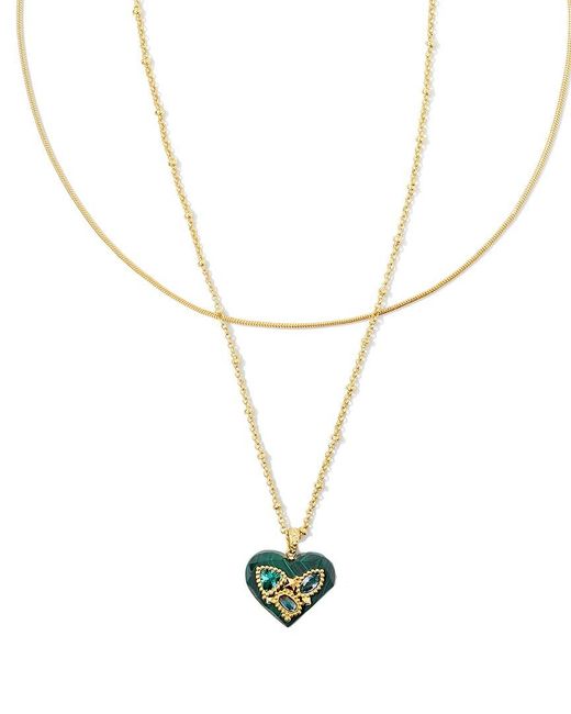 Kendra Scott Metallic Penny Heart 14K Mixed Stones Multi Strand Necklace