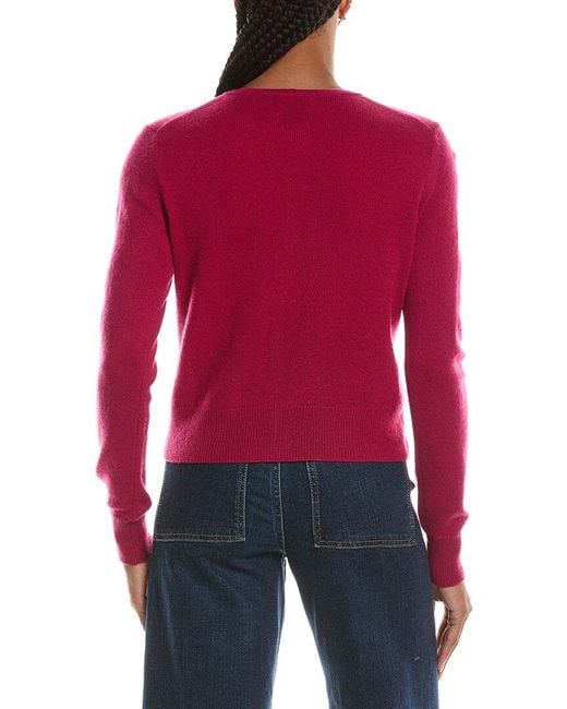 Forte Red Basic Cropped Button 100% Cashmere Cardigan