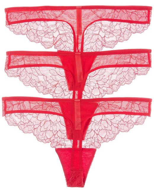 On Gossamer Red 2Pk Luxe Lace Thong