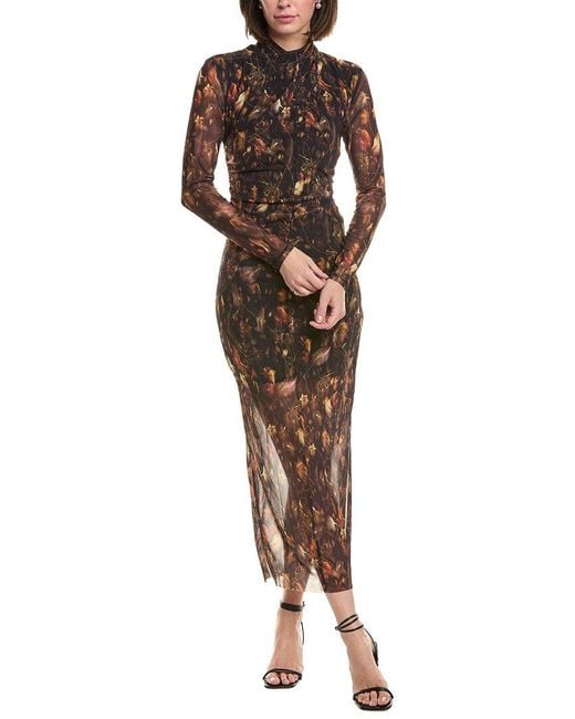 AllSaints Brown Tia Mesh Dress