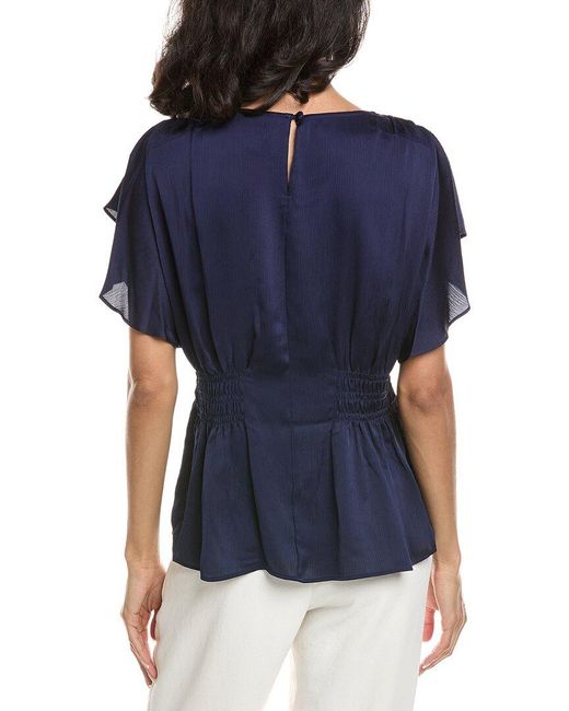 Anne Klein Blue Solid Blouse