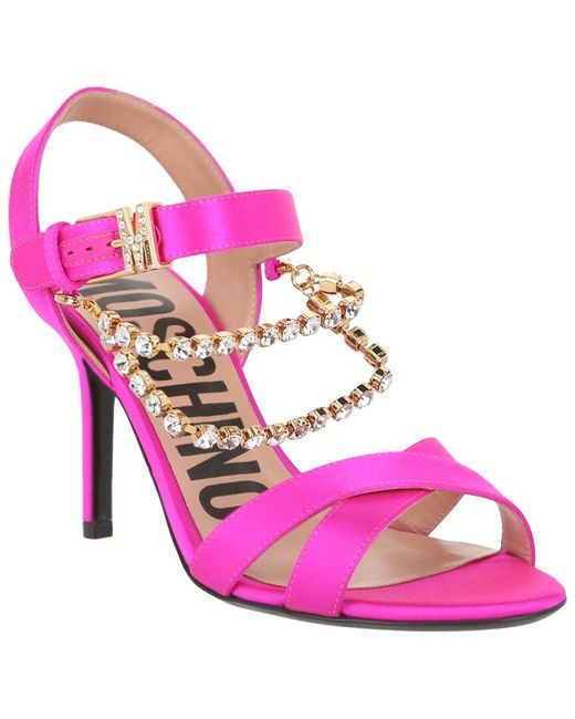 サンダル・ミュール Moschino Pink Slingback Sandals Moschino logo-print Leather Platform Sandals | Pink | FARFETCH