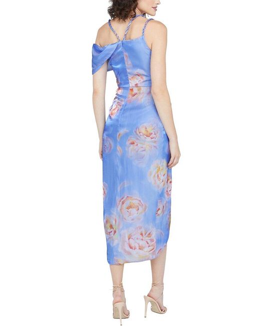 THEIA Blue Yannah Wrap Cocktail Dress