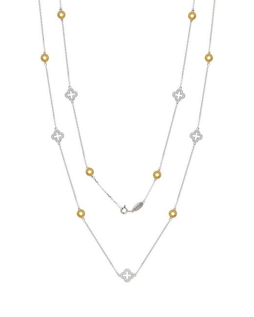 Suzy Levian White 0.02 Ct. Tw. Diamond & Gemstone Station Necklace