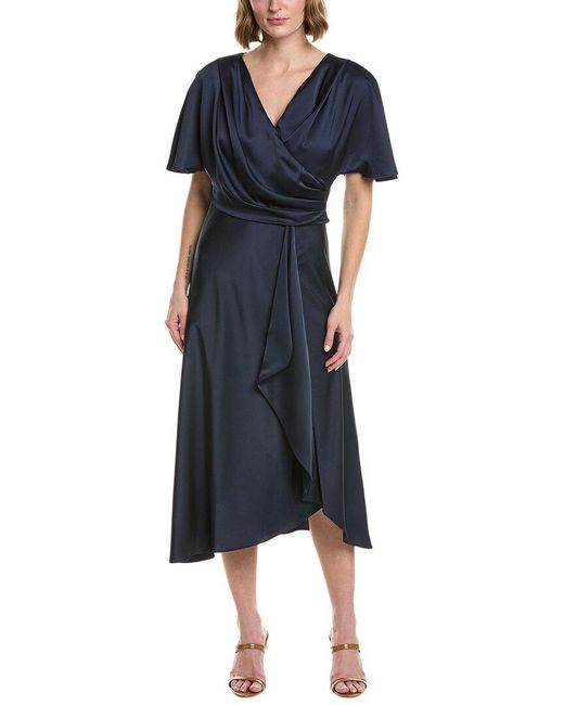 Taylor Blue Pleated Midi Dress