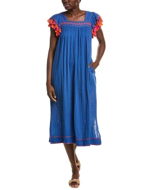 MER ST BARTH Blue Sandrine Maxi Dress