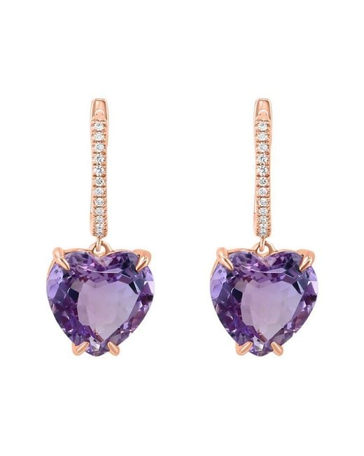 Effy Fine Jewelry Multicolor 14K Rose 6.87 Ct. Tw. Diamond & Amethyst Earrings