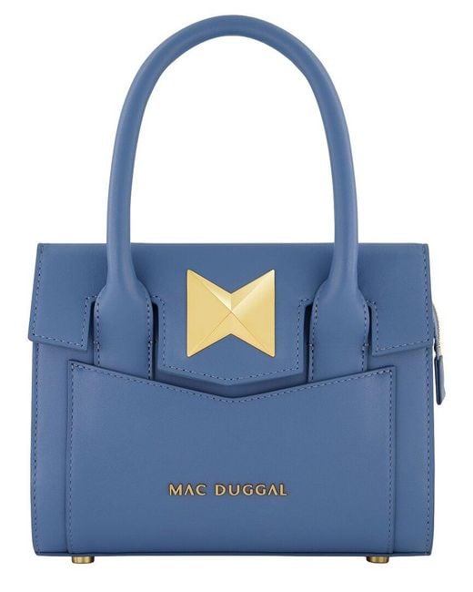 Mac Duggal Blue Small Leather Tote