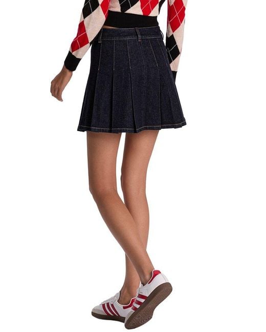 Alice + Olivia Black Suzie Denim Pleated Mini Skirt
