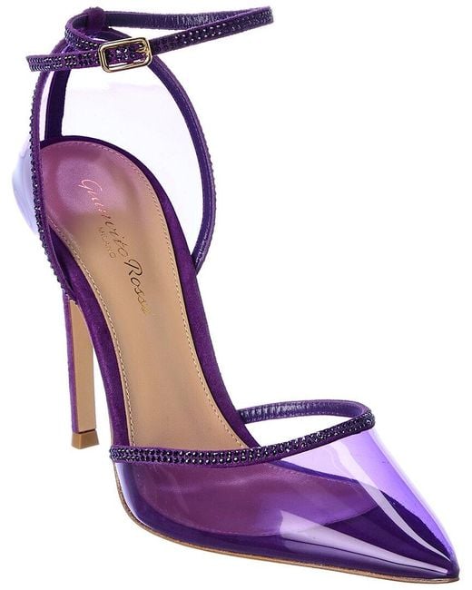 Gianvito Rossi Purple 105 Suede-Trim Pump