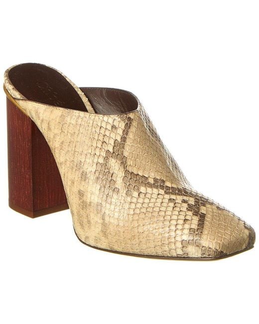 Chloé Natural Ambre Snake-Embossed Leather Mule